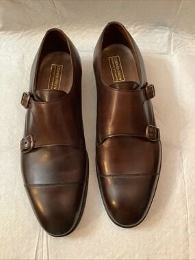 Edward Green Westminster Double Monk Strap Shoes Dark Oak Calf Leather 9.5-D/10